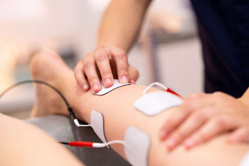 electro stimulation applied during concierge physical therapy